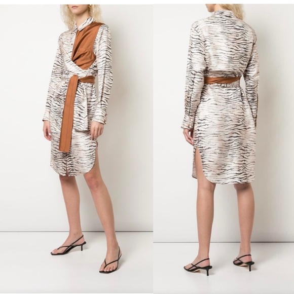 NWOT $1595 Sies Marjan 100% Silk Leopard Print Shirt Dress Size 4/ Small - Picture 2 of 9